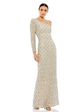 MAC DUGGAL womens One Shoulder Sequin Evening Gown 5479